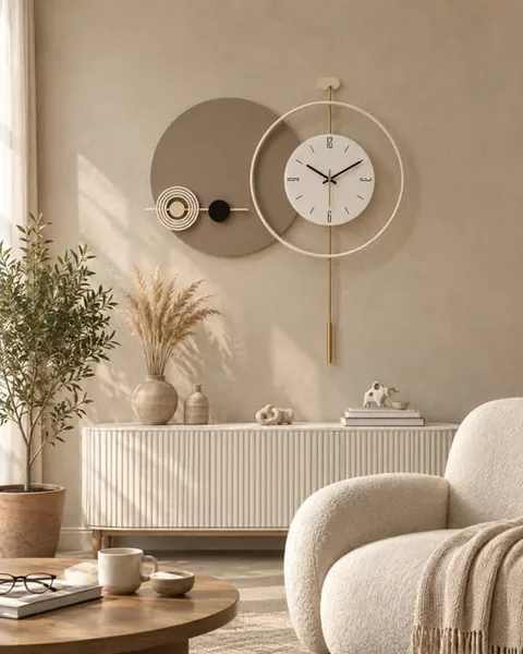 Cream & earth-tone wall clock