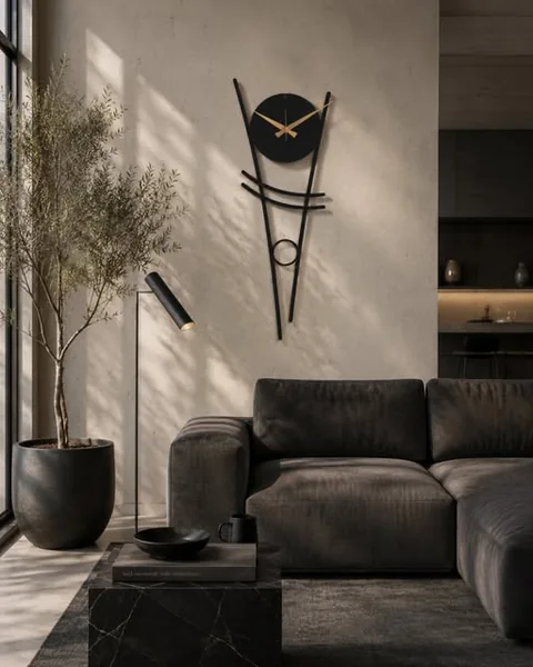 Minimal Black Geometric Wall Clock