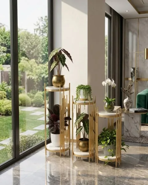 2-Tier Round Top Pot Planter Stand - Set of 3