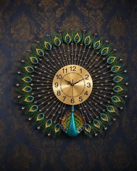 Peacock wall art clock